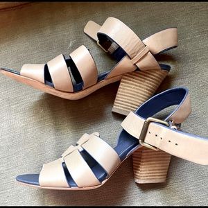 Aerin heels, tan with blue interior, size 8.
